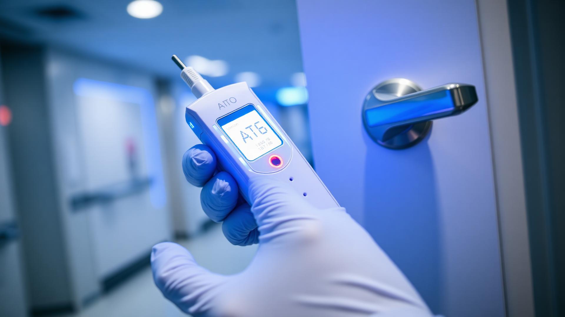 ATP bioluminescence testing on a high-touch hospital surface